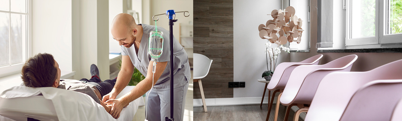 Mann bei Infusionstherapie am Tropf